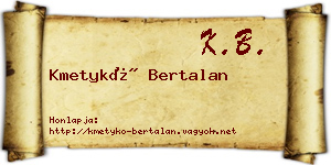 Kmetykó Bertalan névjegykártya